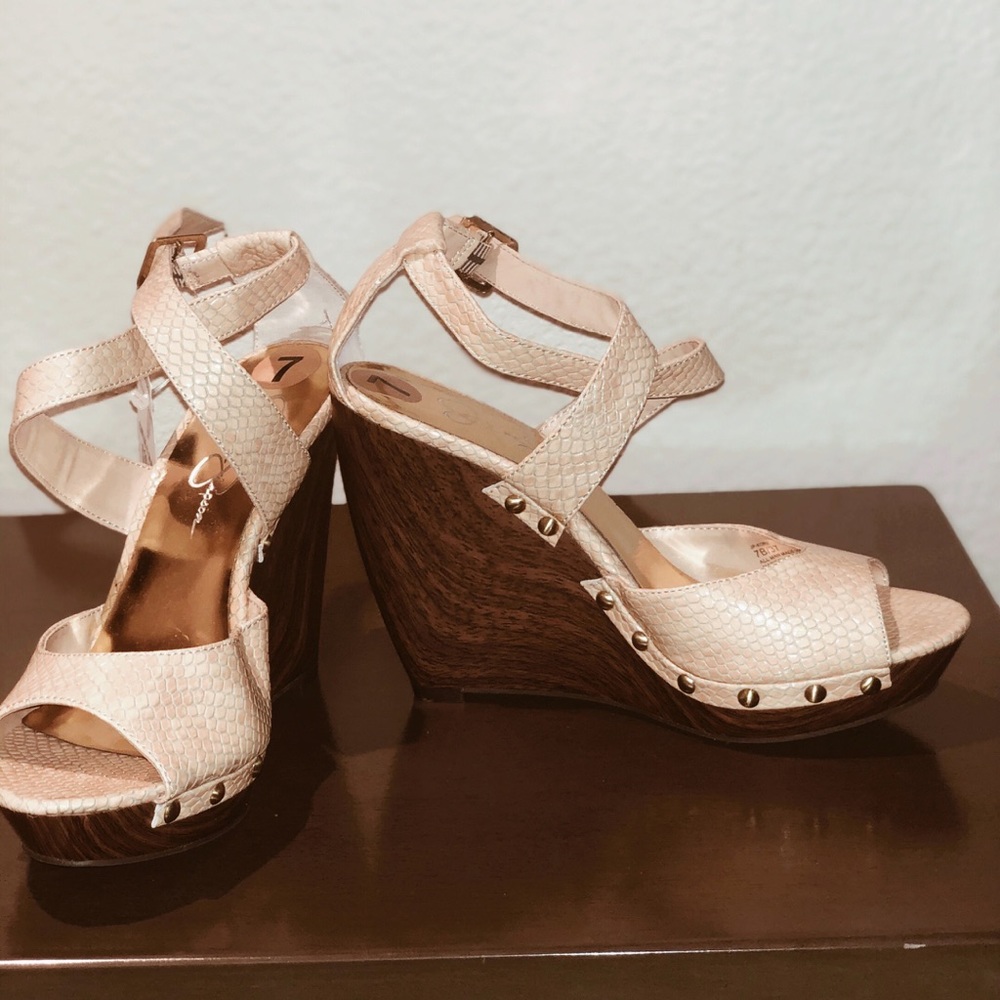 Jessica Simpson Cream Wedge Sandal